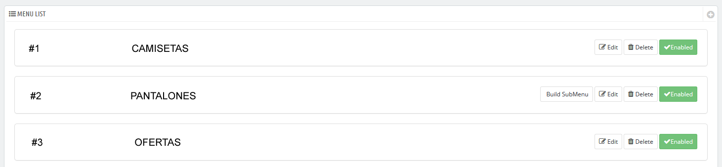 Configurar menú Vegamenu