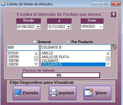 Listado de ventas por artículo en Joyesof