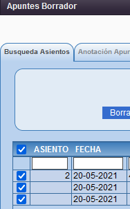 Borrar asientos del diario de contabilidad