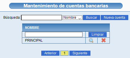 Mantenimiento de cuentas bancarias en Solincloud y Vestanube