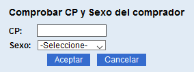 Comprobación de Código postal y sexo en Solincloud y Vestanube