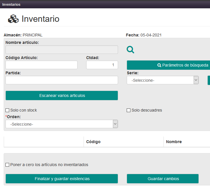 Nueva ventana de inventario para Solincloud y Vestanube