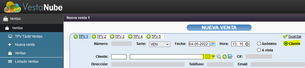 Búsqueda de cliente por teléfono móvil en Solincloud y Vestanube