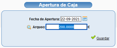 Ejemplo de apertura de caja