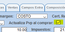 Casilla actualiza pvp al comprar