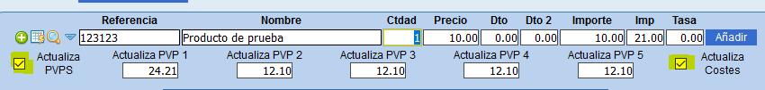 Casilla actualiza PVPs al realizar una compra del producto