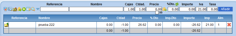 Muestra de factura de abono en Solincloud y Vestanube