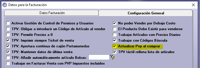 Actualizar PVP