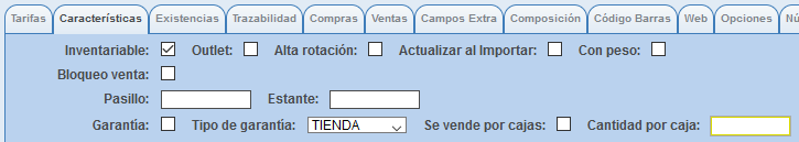 Ficha de producto, desactivar cajas