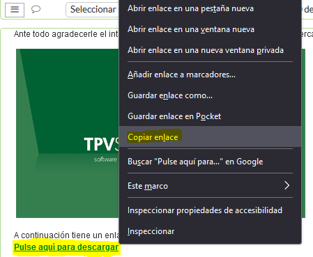 Copiar el enlace de la descarga de la demo