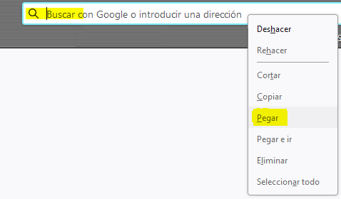 Pegar enlace en la barra de direcciones