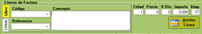 Lineas libres en TpvSof