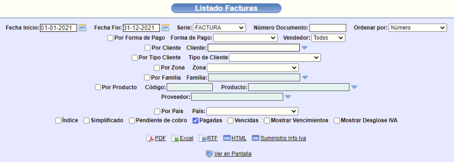 Casilla pagadas en el listado de facturas de Solincloud y Vestanube