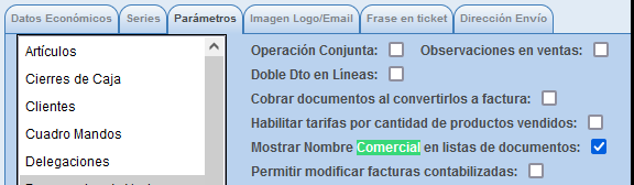 Mostrar nombre comercial en las listas de documentos en Solincloud y Vestanube