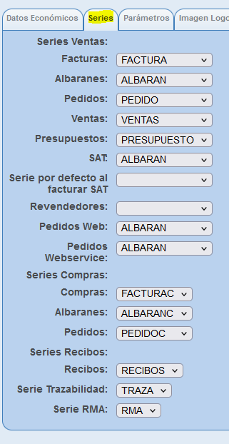 series por defecto