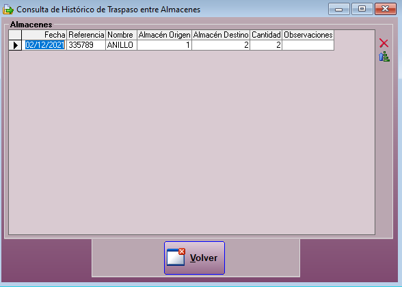Histórico de traspasos entre almacenes en Joyesof