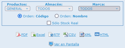 Listado de productos por marca en Opticloud