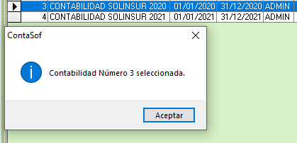 Seleccionar contabilidad en Contasof