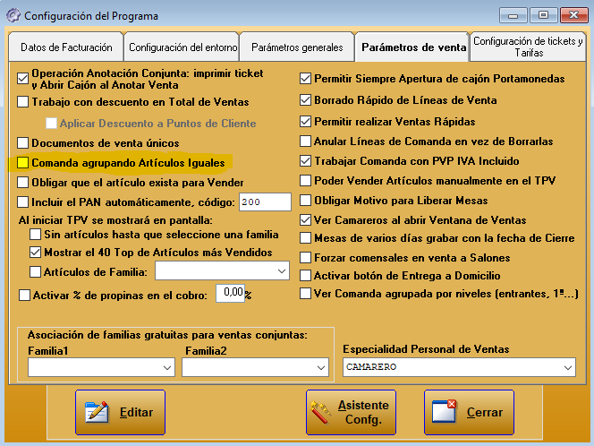 Pestaña fidelización de cliente en Solincloud