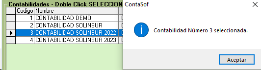 Seleccionar contabilidad en Contasof