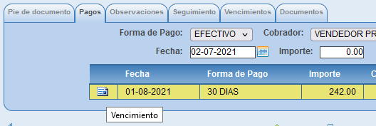 Comprobación de vencimiento en factura de venta de Solincloud