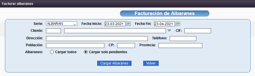 Facturar albaranes