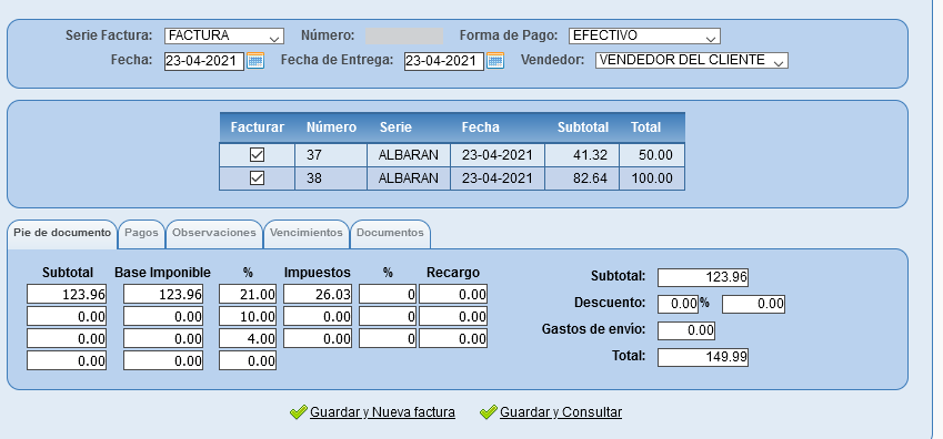 Facturar albaranes