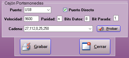 Configurar cajón portamonedas