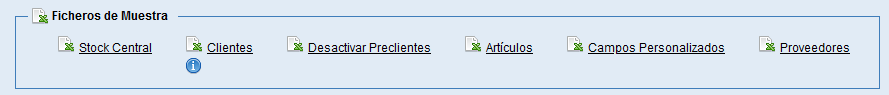 Ficheros de muestra en Importador de Vestanube