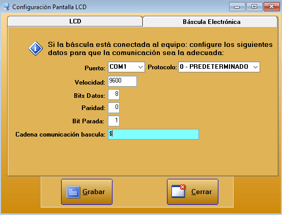 Configurar báscula electrónica en Restages