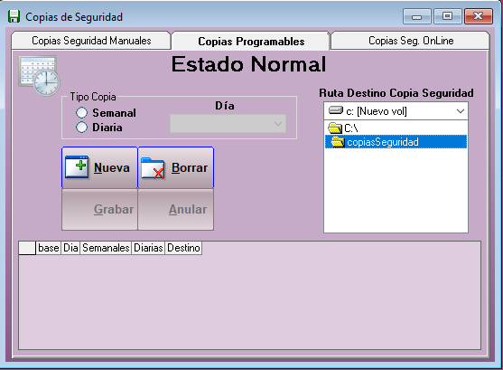 Copias de seguridad programables en Peluges