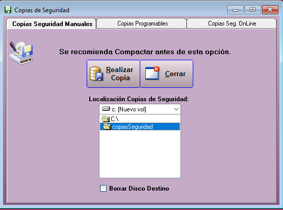 Copia de seguridad Manual en Peluges