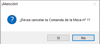 Confirmación de liberación de mesa en Restages