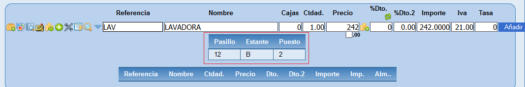 Pestaña características