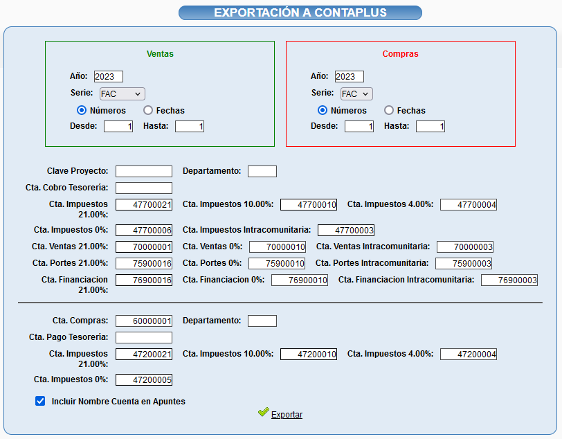Exportar documentos a Contaplus desde Solincloud