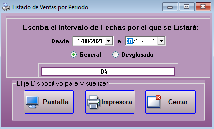 Listado de ventas por periodo en Peluges