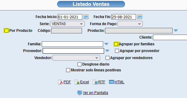 Ganancia en listado de productos de Solincloud y Vestanube