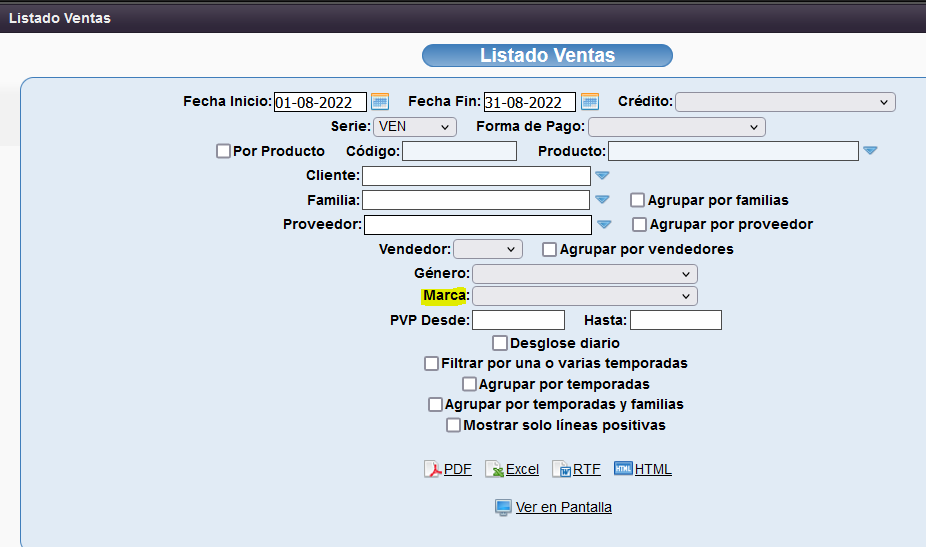 listado ventas por marca