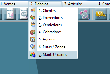 Men mantenimiento de usuarios