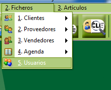 Menú mantenimiento de usuarios