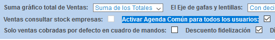 Activar agenda común para todos los usuarios en Opticloud