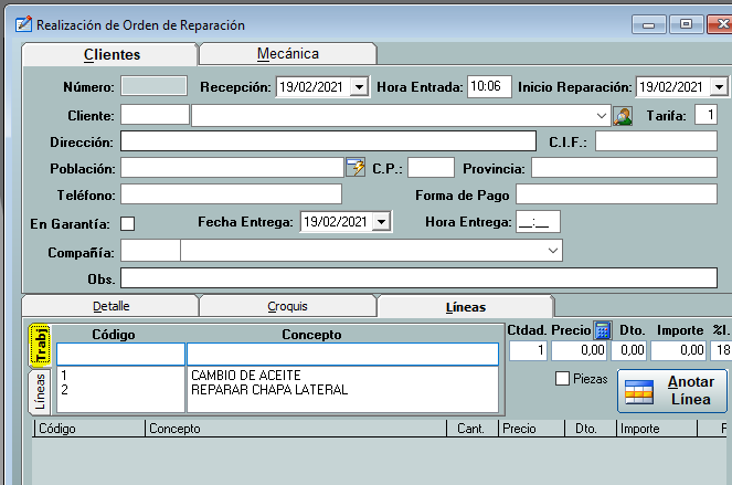 Orden de trabajo