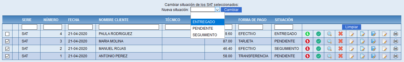 Cambio de estado en SAT 1