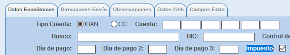 Casilla impuestos en ficha de cliente en Solincloud