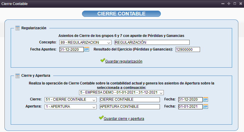 Regularización y Cierre contable en Solincloud y Vestanube