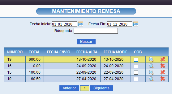 Mantenimiento de remesas en Solincloud
