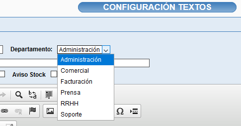 Departamentos en plantillas de email