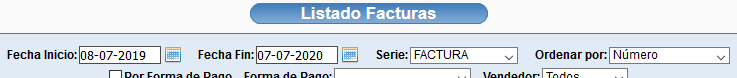 Listado de facturas de cliente, ejemplo de fechas