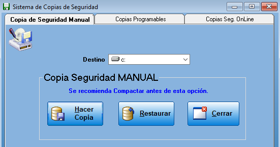 Copia de seguridad Manual en Optisof
