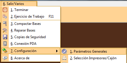 Menú de datos facturación en Restages